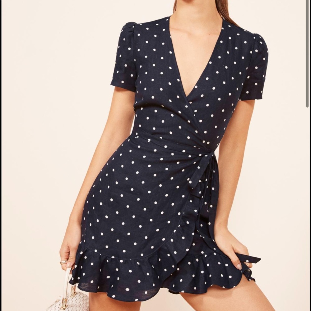 Reformation Sally Wrap Dress Blue Size L